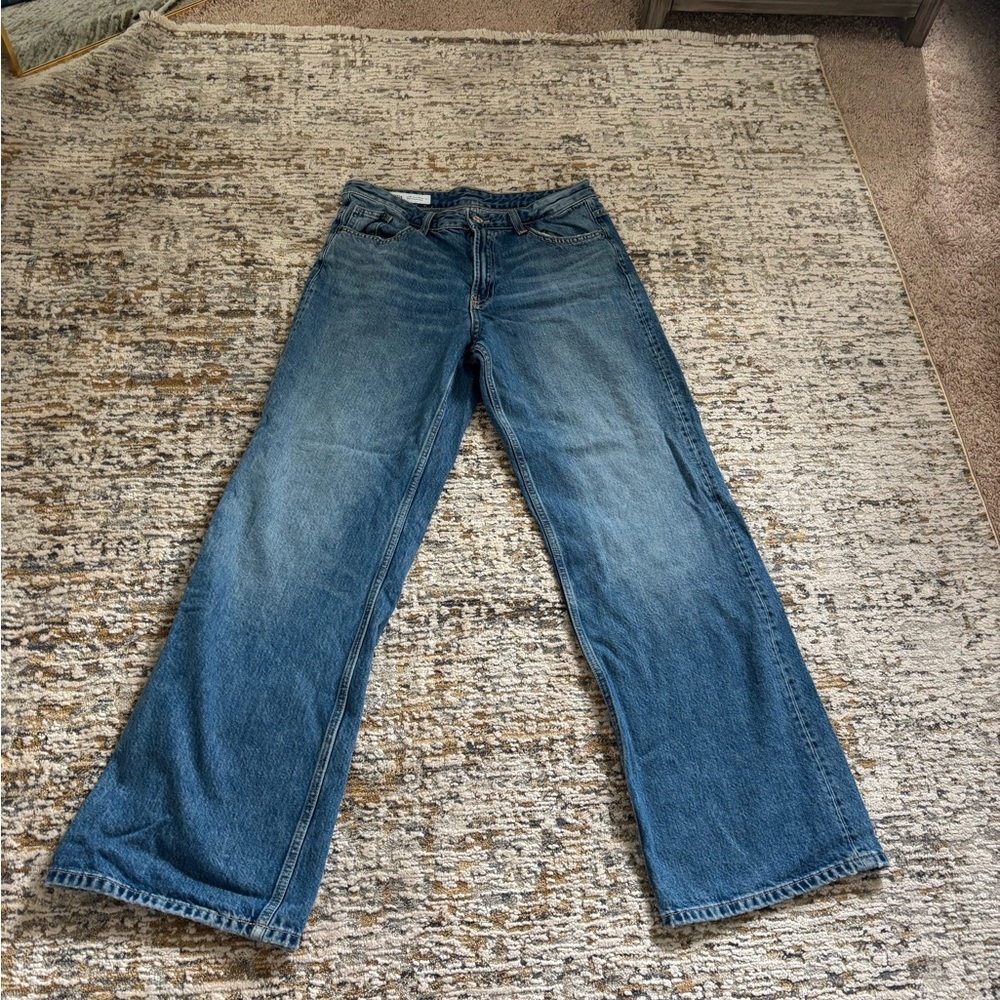 Zara Blue Flare Wide Leg Denim